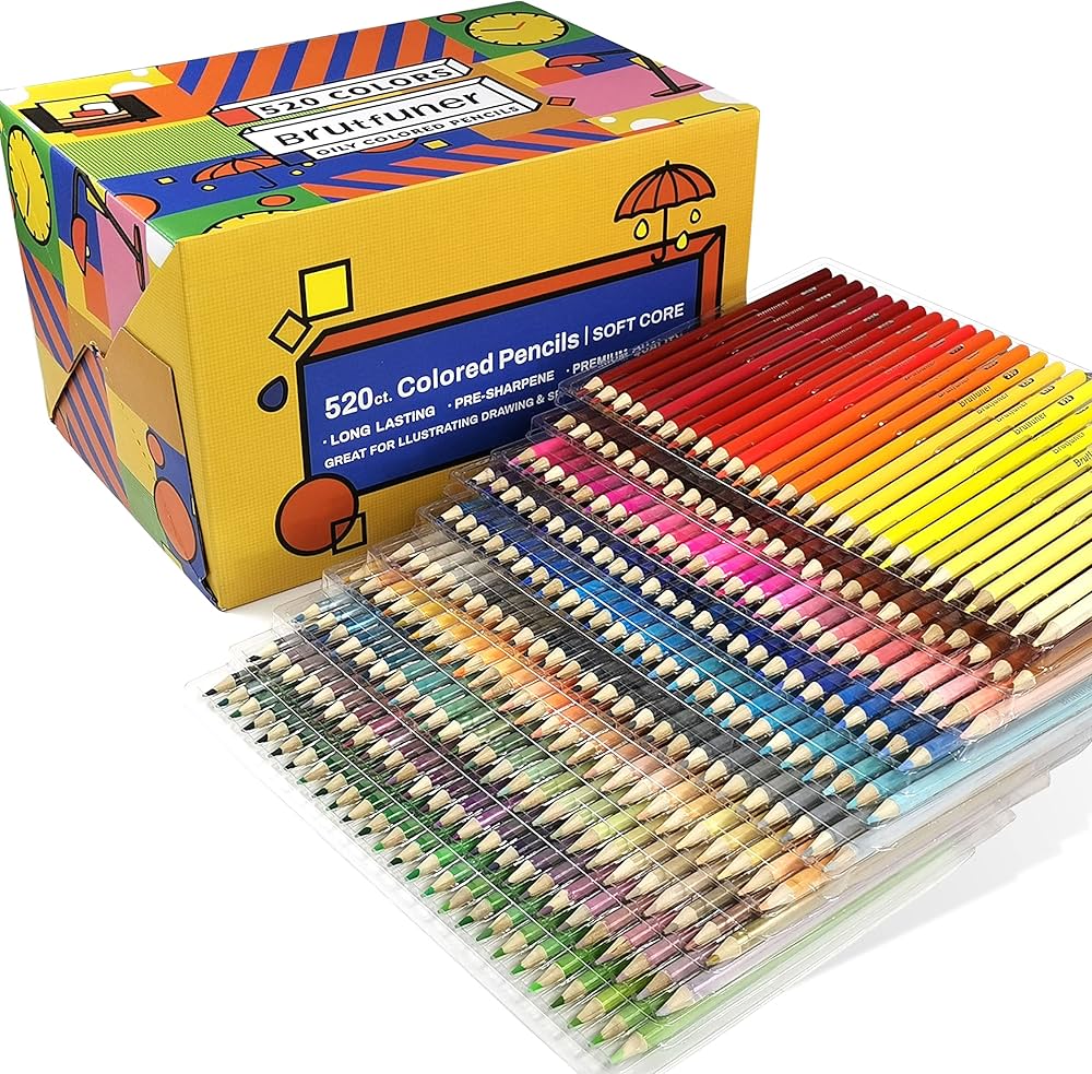 Amazon | 色鉛筆 520色セット 油性色鉛筆 プロ専用ソフト芯色鉛筆