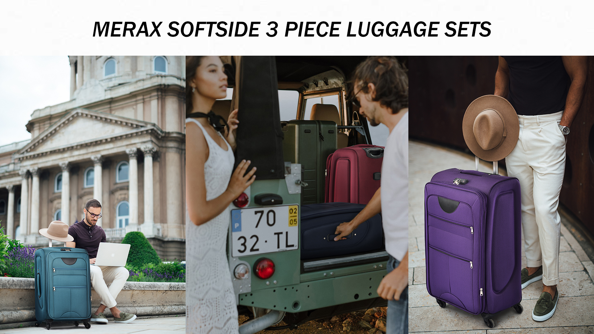 Amazon.com: Merax Suitcase Set Softside 3-Piece Expandable Luggage