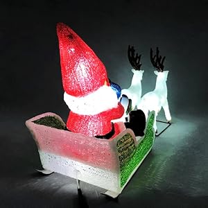 Amazon.co.jp: 2頭のトナカイとサンタ＆スノーマン＆プレゼント LED