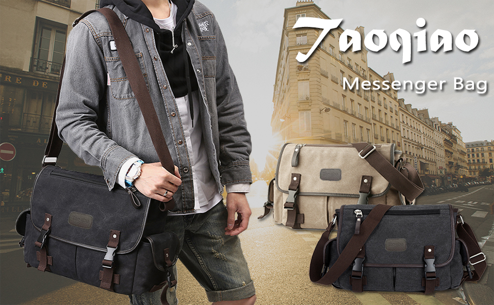 Amazon.com: [Upgraded] Vintage Canvas Messenger Bag 13 15.6 17