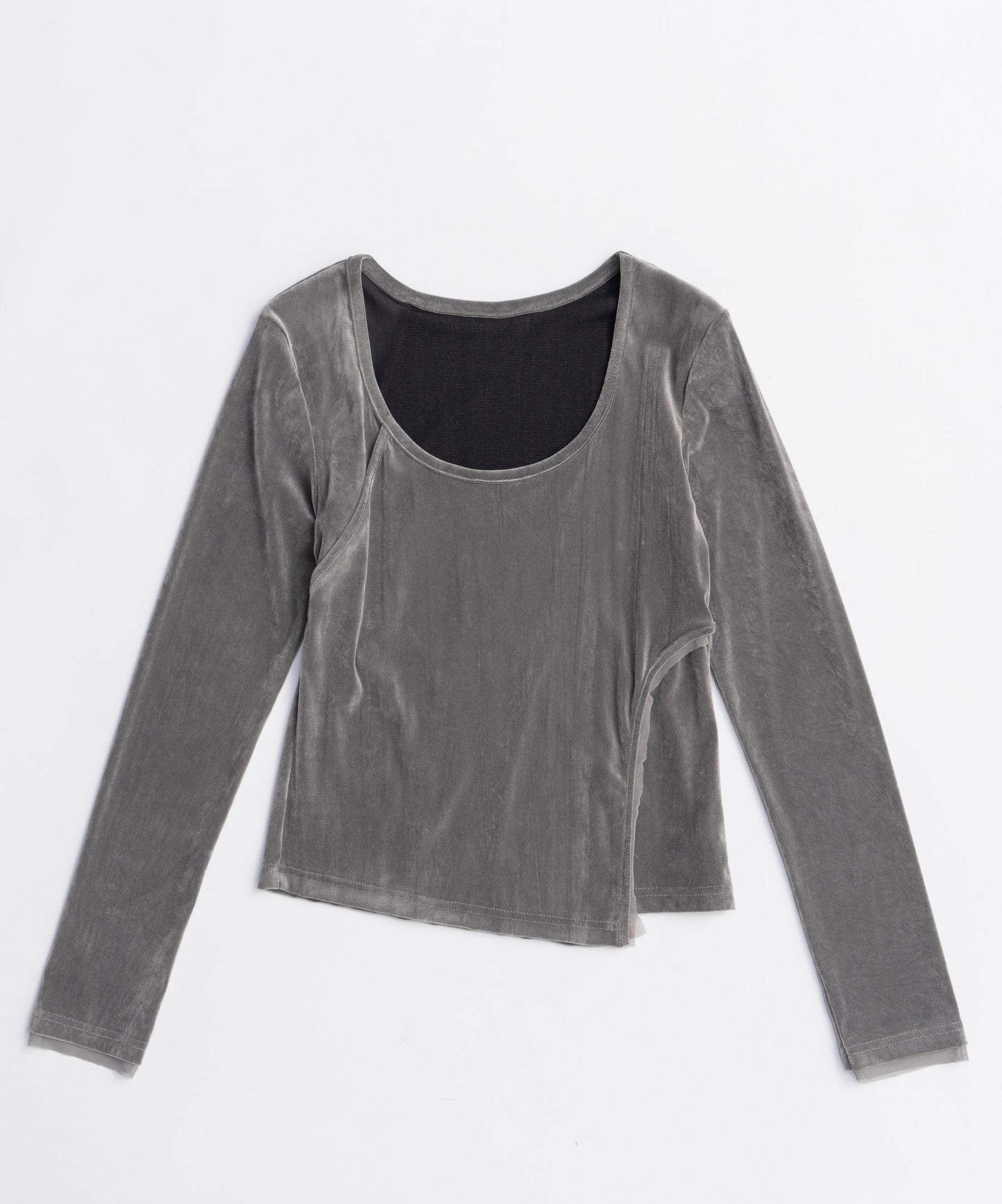 SALE】Sheer Velour Asymmetrical Tops