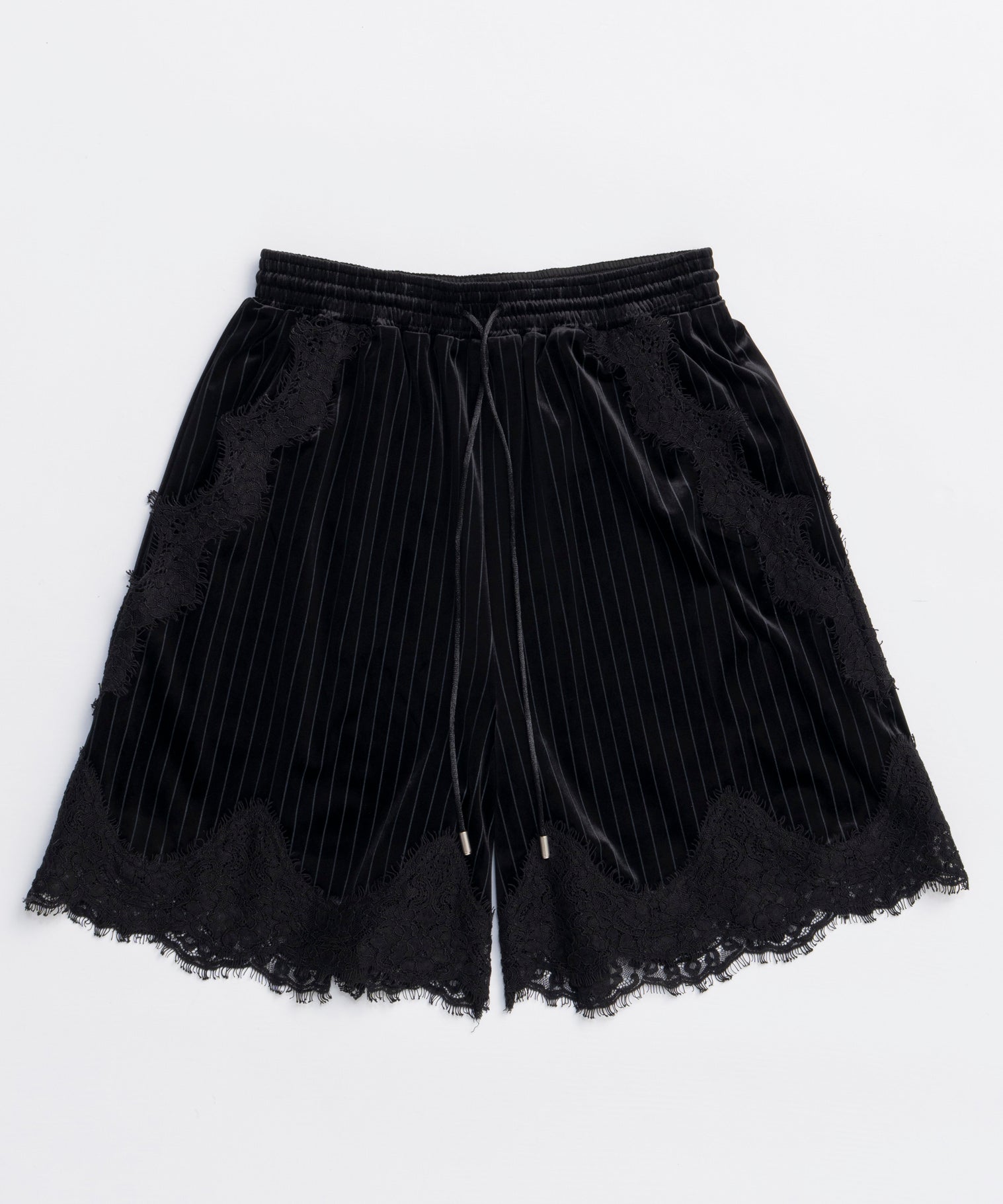 Hem Lace Velour Shorts