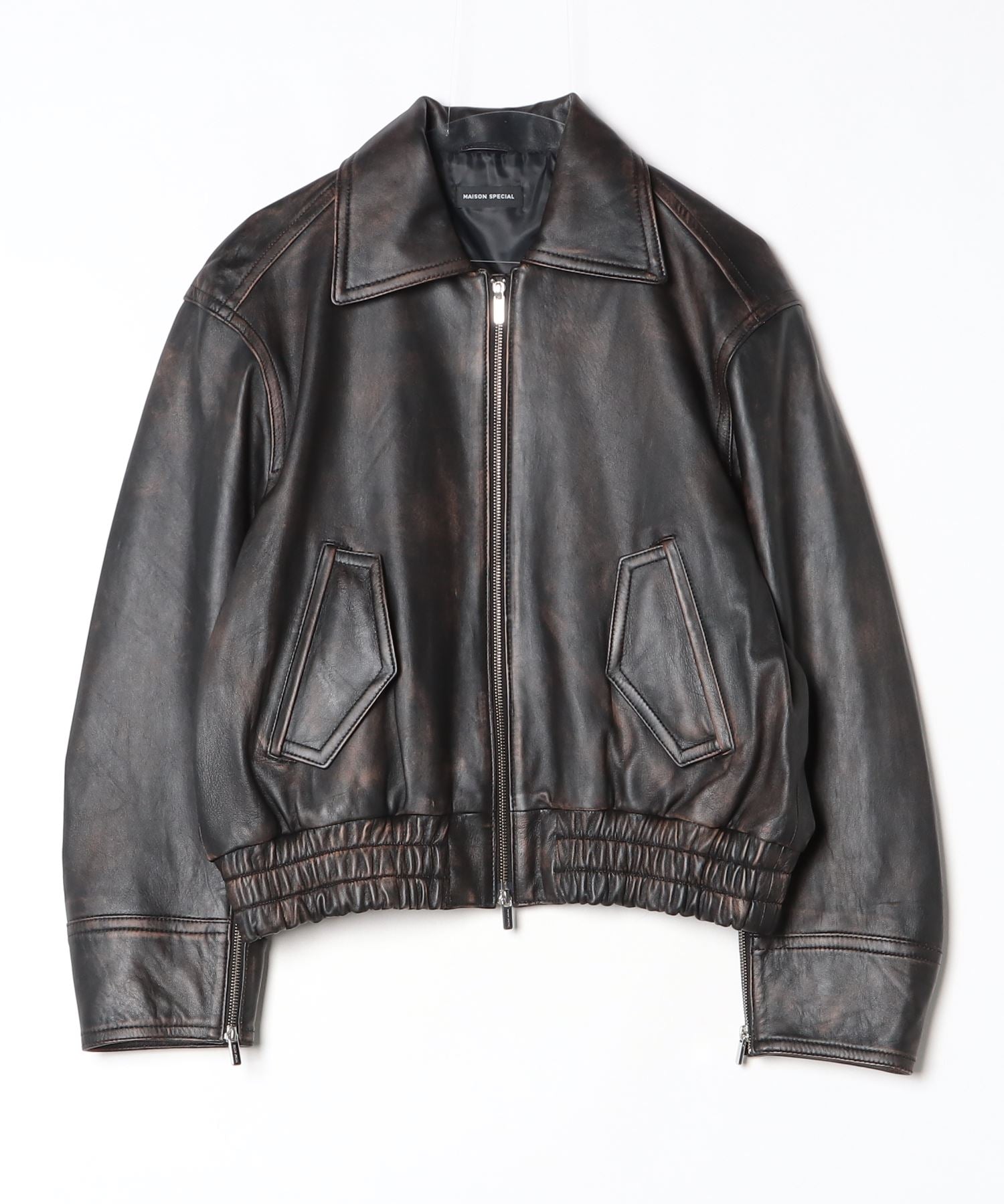 Oversized Real Leather Zip Blouson