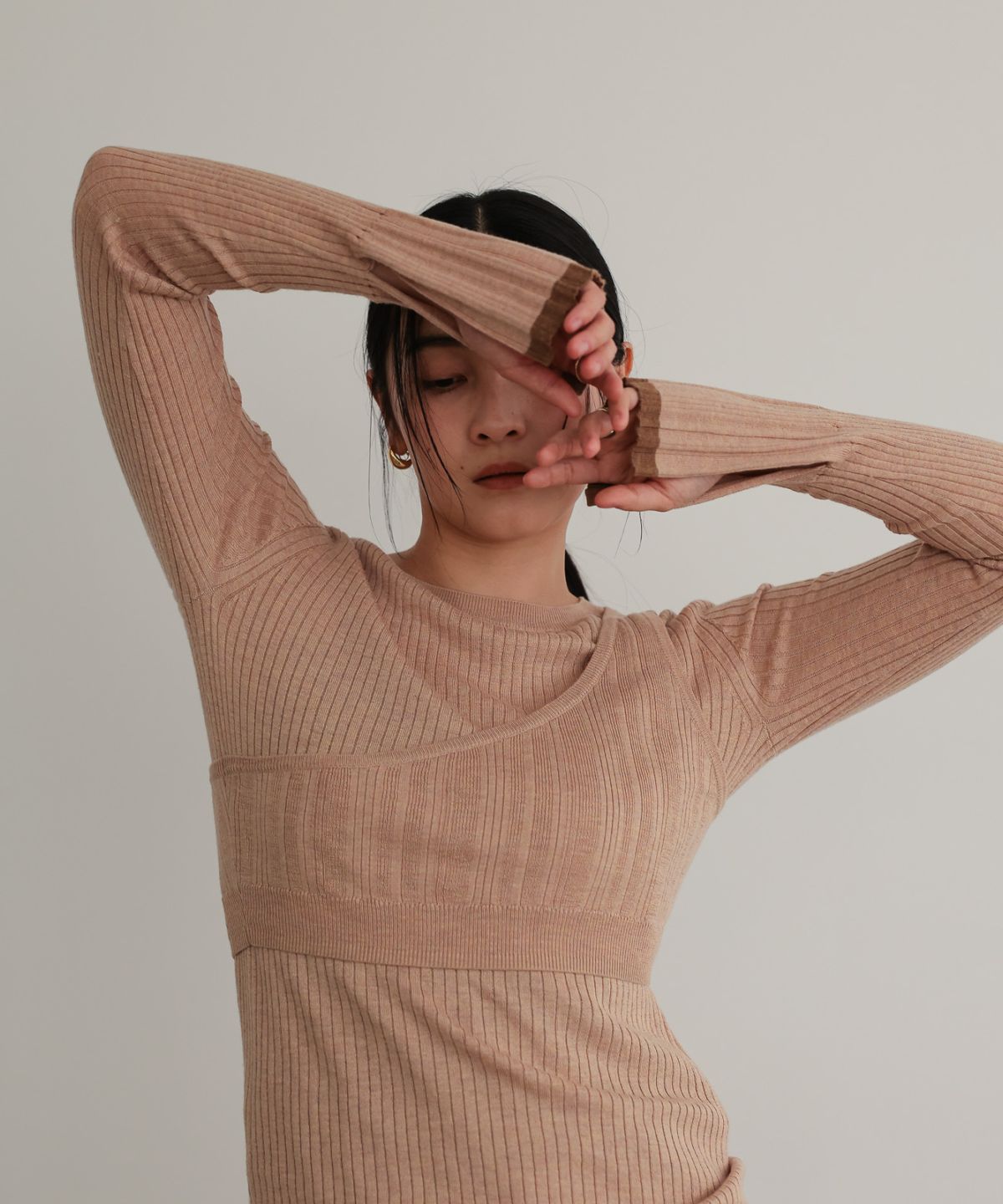 Rib knit sweater with One-shoulder bustier | NEW ARRIVAL | TENTO