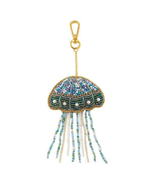ザリ刺繍 クラゲ バッグチャーム（キーホルダー） M21-2428 | 服飾雑貨