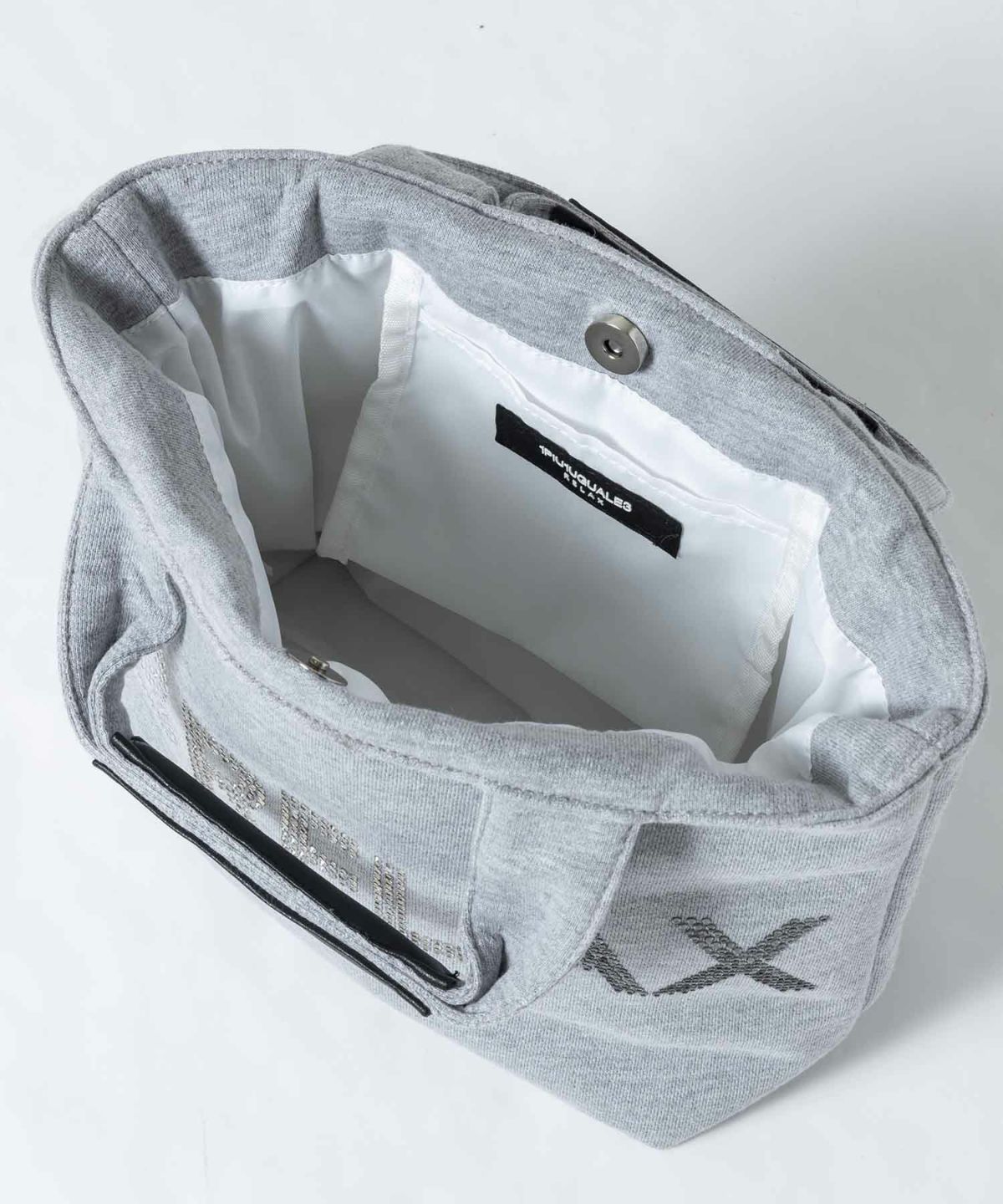 ラインストーンロゴミニトートバッグ グレー 1PIU1UGUALE3 RELAX ウノ