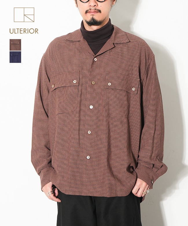 USH61-KC218]ULTERIOR(アルテリア)RAYON LINEN CHECK W/P SHIRT