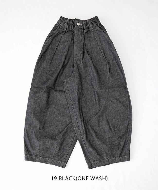 A12410]HARVESTY(ハーベスティ) BLACK DENIM CIRCUS PANTS ブラック