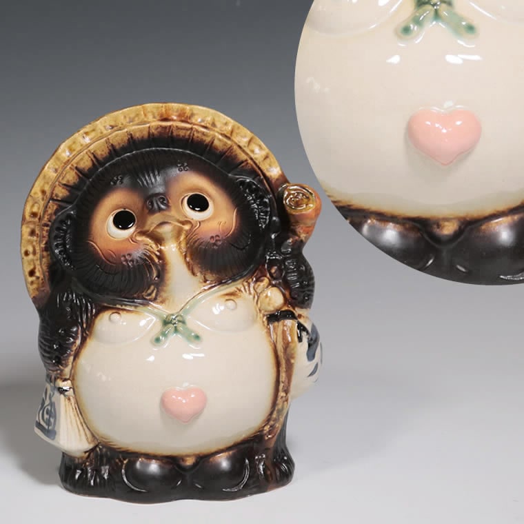 信楽焼 たぬき 信楽焼 7号おへそハート狸 ta-0415 - まるいち本店