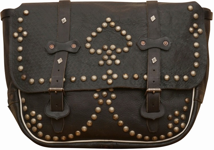 ダブルアールエル) RRL イタリアンレザー サドルバッグ スタッズ