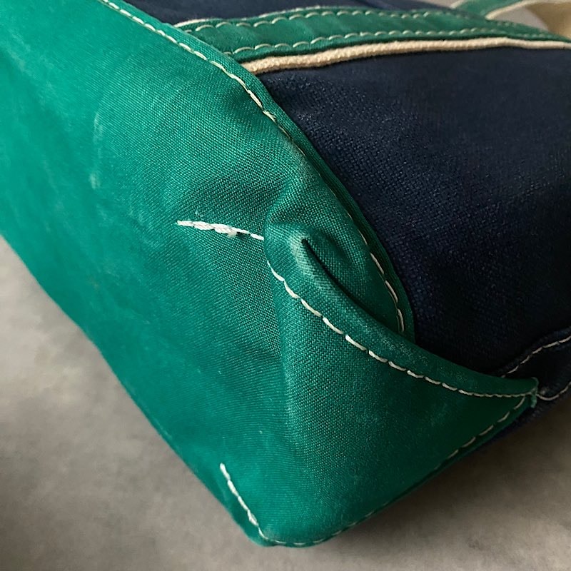 80'S L.L.BEAN Deluxe Tote Bag TALL SAIZE NAVY/GREEN 80年代