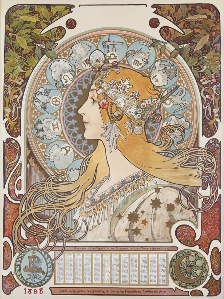 アルフォンス・ミュシャ 「ゾディアック（黄道十二宮）」（J.Royer