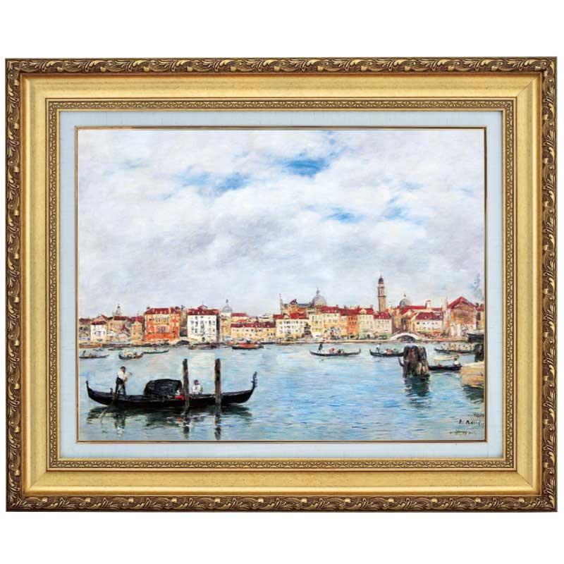 ベニス』 ウジェーヌ・ブーダン 10号 立体複製名画 額装付 【ポイント