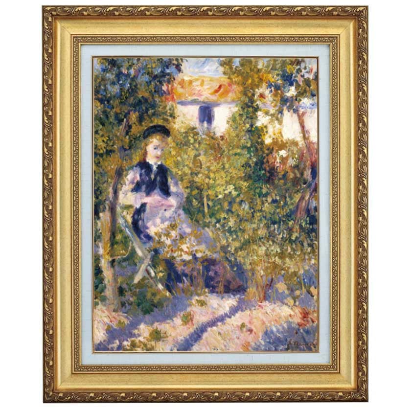 ルノワール「髪を編む若い女性」 4号 立体複製名画 額装付 【ポイント