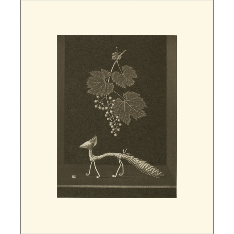 額絵〈狐と葡萄（ラ・フォンテーヌ寓話）〉長谷川潔京都便利堂