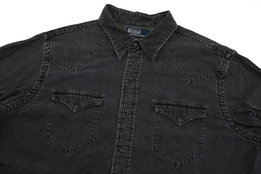 ラルフローレン ブラックデニム ウエスタンシャツ 実寸(XL位) | SOLD