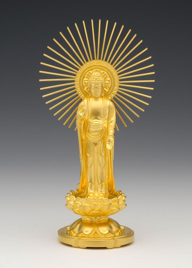 仏像】阿弥陀如来 東本願寺 - 純金製 総高13cm | 日本の手技,純金製御