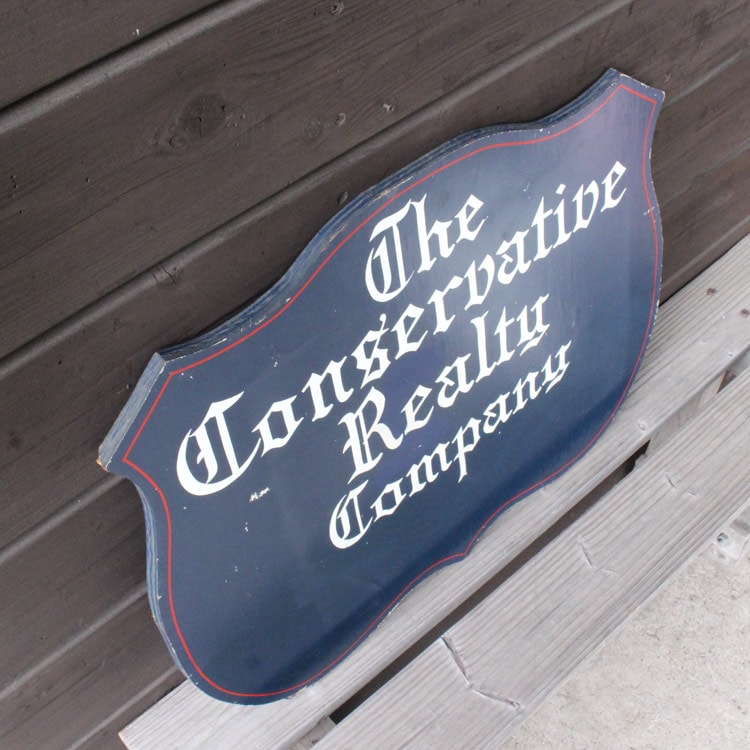 1点物】 アメリカンビンテージ看板 The conservative Realty Company