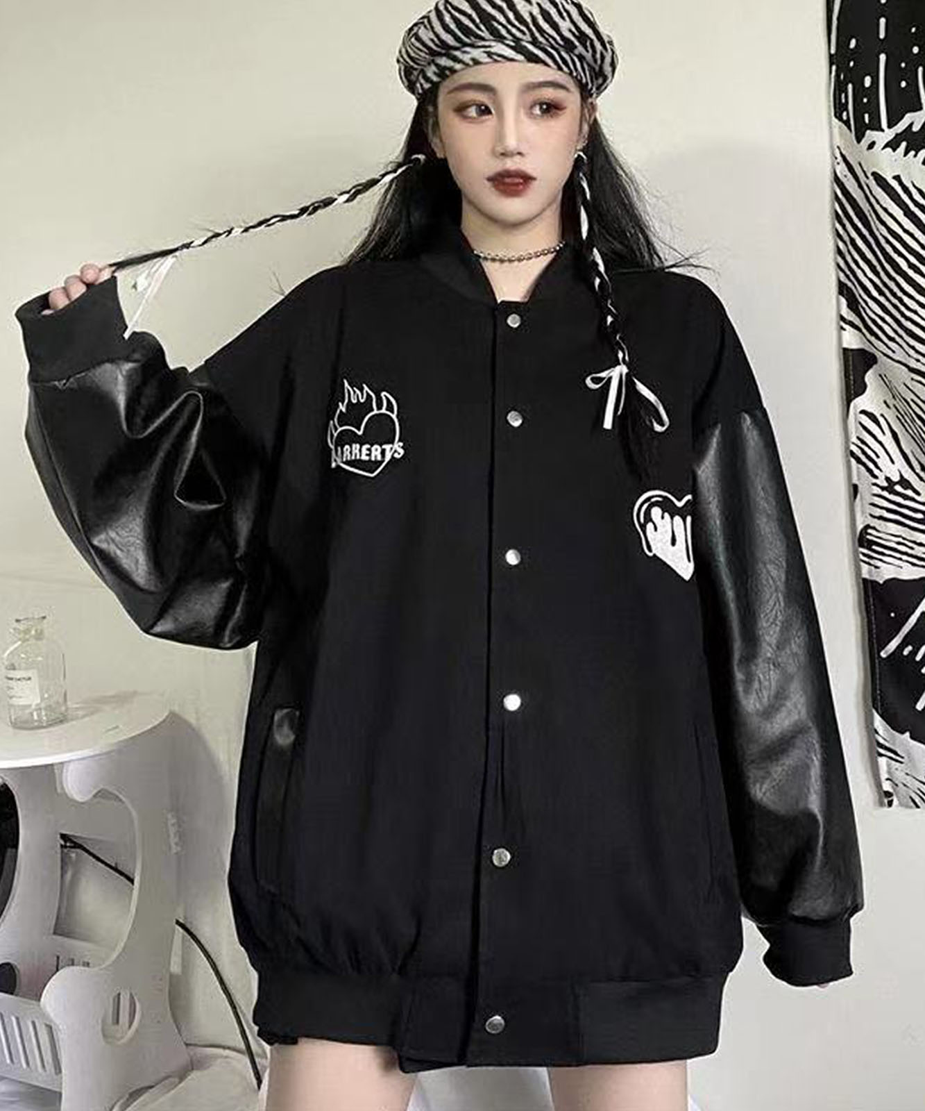 DEVICE select オーバーサイズ ハートロゴ ルーズスタジャン メンズ