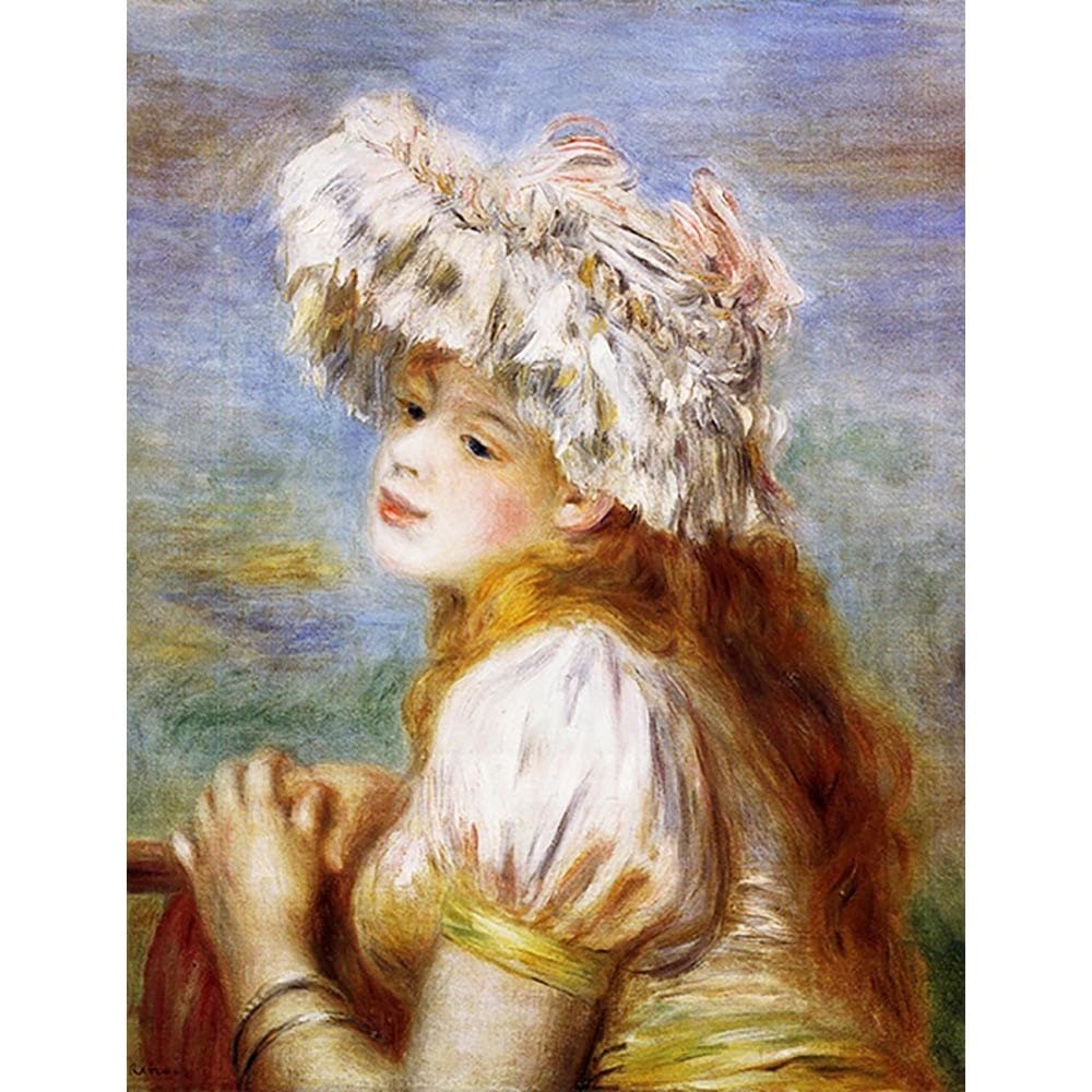 レースの帽子の少女 【6号】 ピエール＝オーギュスト・ルノワール