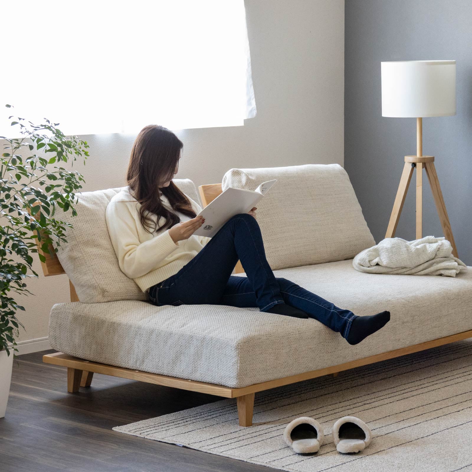 ソファ用 背面クッション カバーリング仕様｜ツイード織クッション