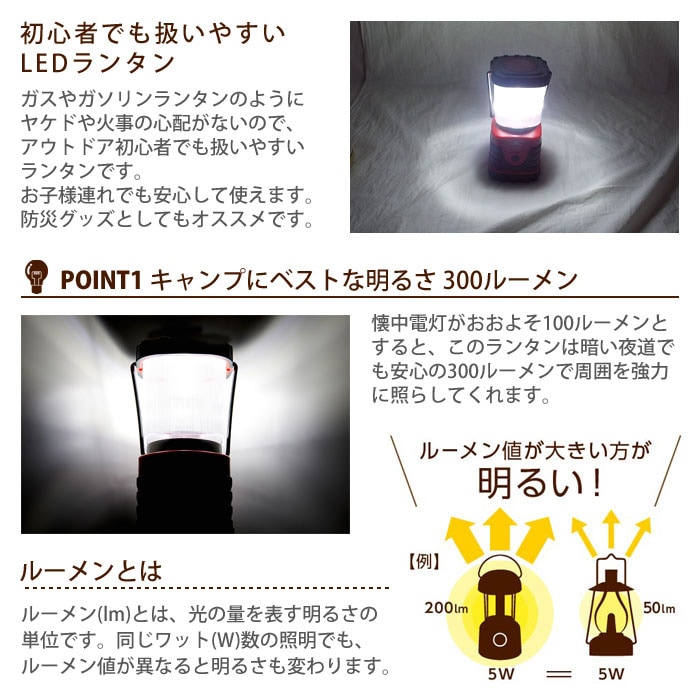 BL-35 LEDランタン 300ルーメン 赤色 携帯に便利な明るいランタン