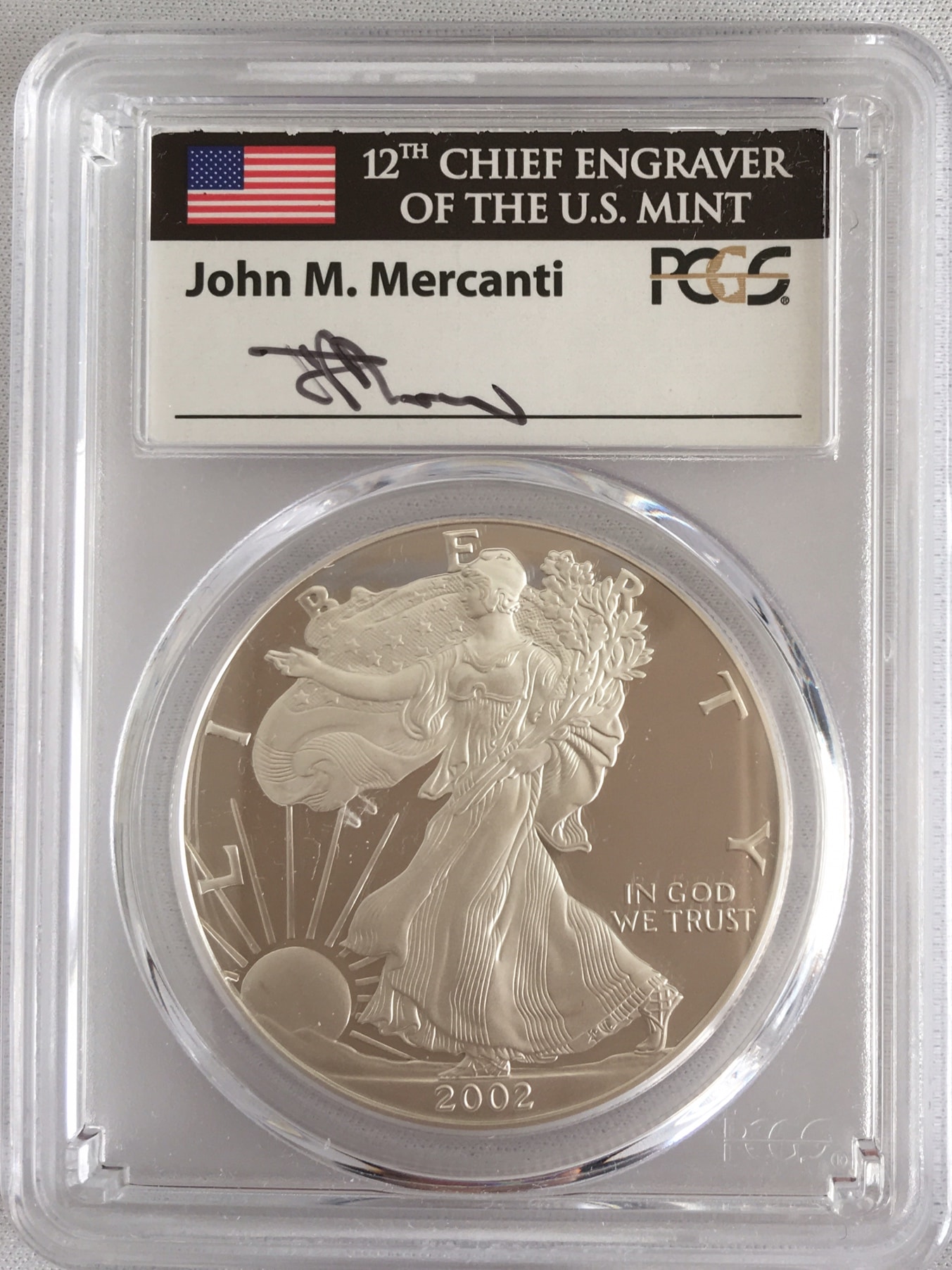 アメリカ【1ドル】シルバーイーグル銀貨2002-W PCGS PR70DCAMマー