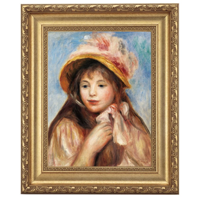 ルノワール 「ピンクの帽子を被る少女」 4号 立体複製名画 【5