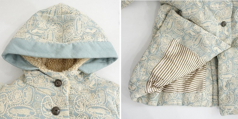 ミナペルホネン mina perhonen jungle relief フード付刺しゅうダウン