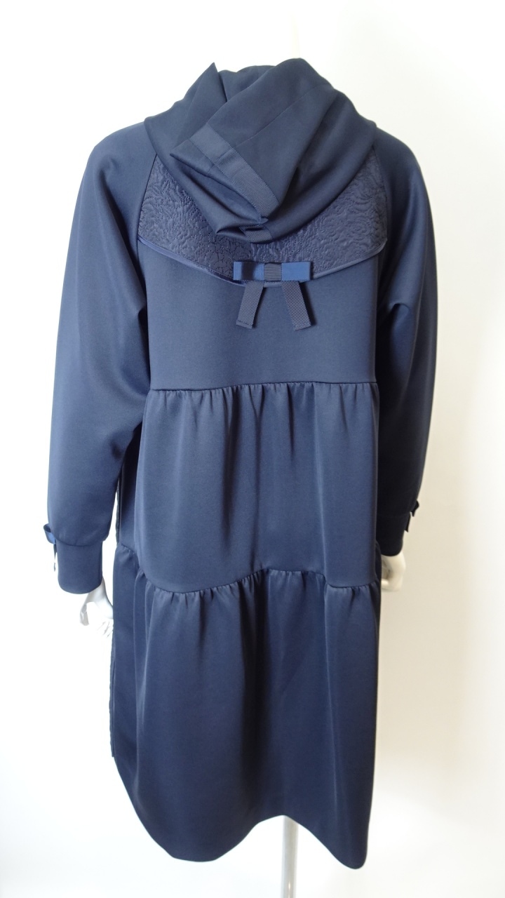 2025年秋冬 ダンボールニット切替 キルティング生地ロングパーカー