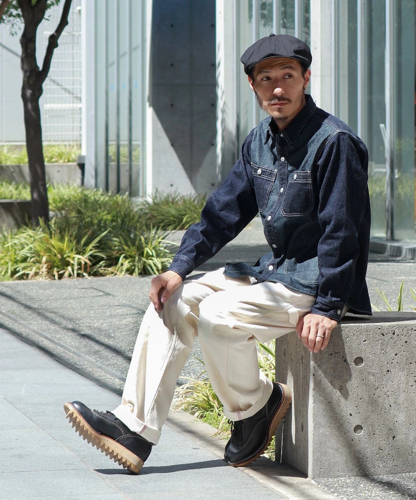 Denim Combo Herringbone Shirt / デニムコンボヘリンボーンシャツ