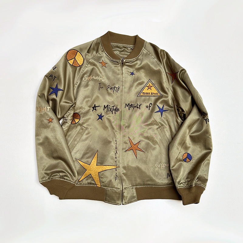 ティグルブロカンテ Peaceful space 刺繍 スカジャン unisex Olive