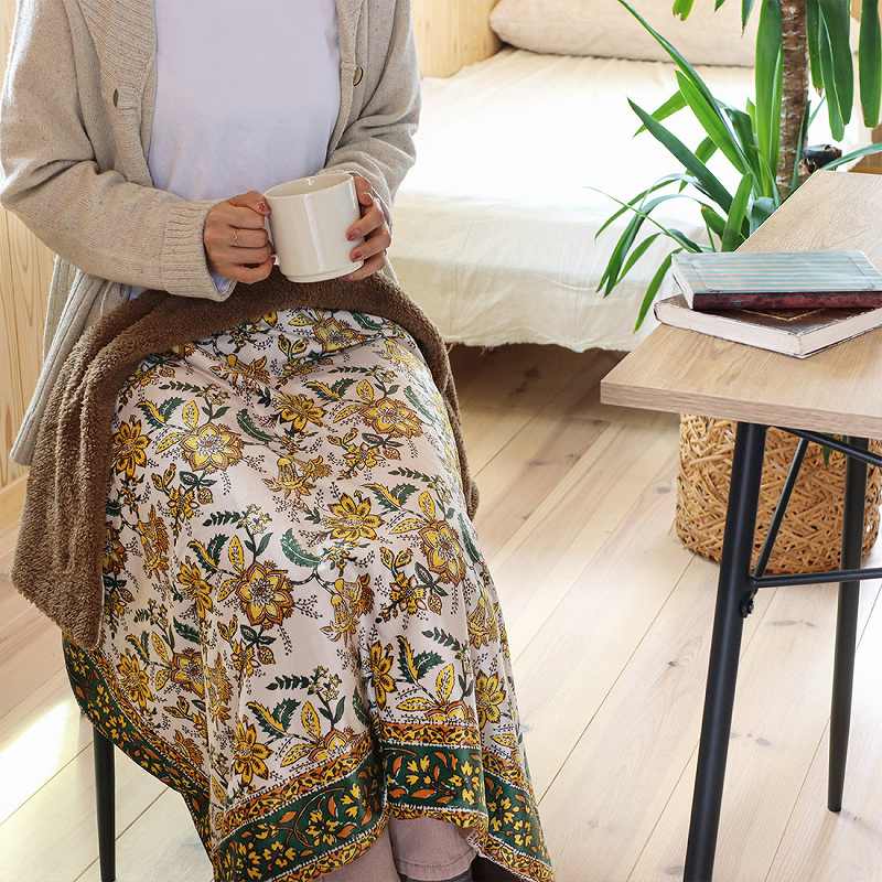 shanti / ブランケット ブルーム ブロックプリント｜テソロ(tesoro