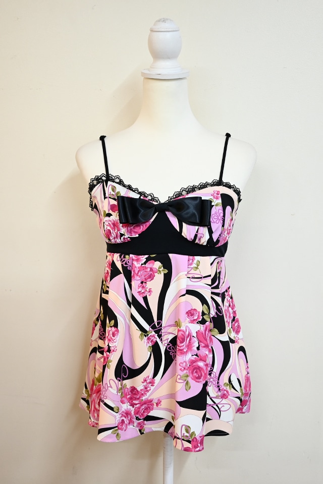 MA*RS】【通販限定販売】幾何学バラ柄キャミソール - ブラック size-F