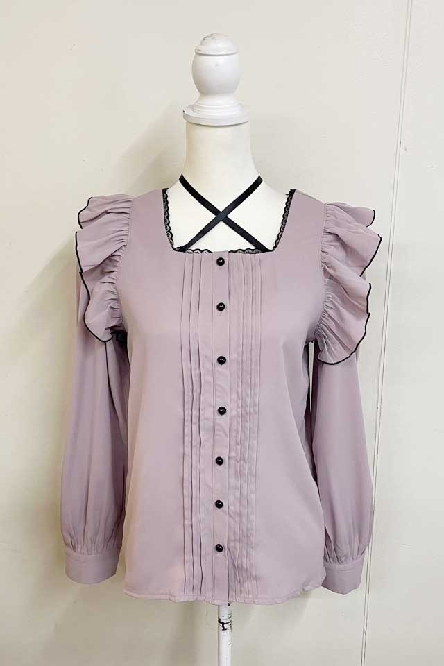 MA*RS】サテンリボン付きフリルブラウス - ピンク size-F | 地雷系