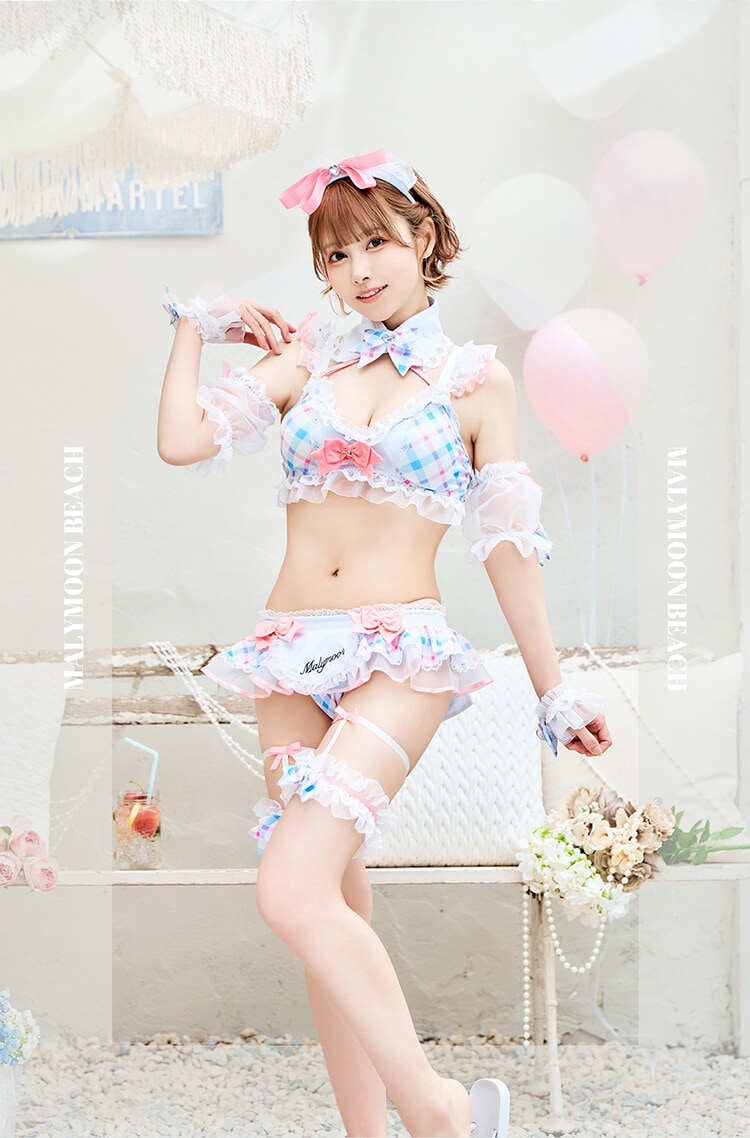 即日発送】フリルチェックアラモードビキニ《レディース水着9点セット