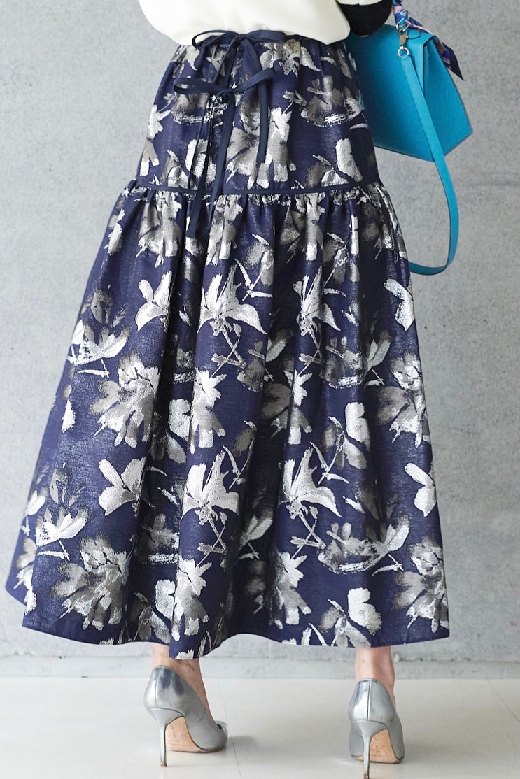 ネイビーシルバースカート | BOTTOMS | OBLI