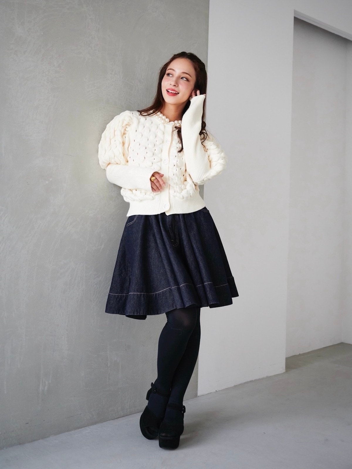 パールカーディガン/ホワイト | TOPS | OBLI