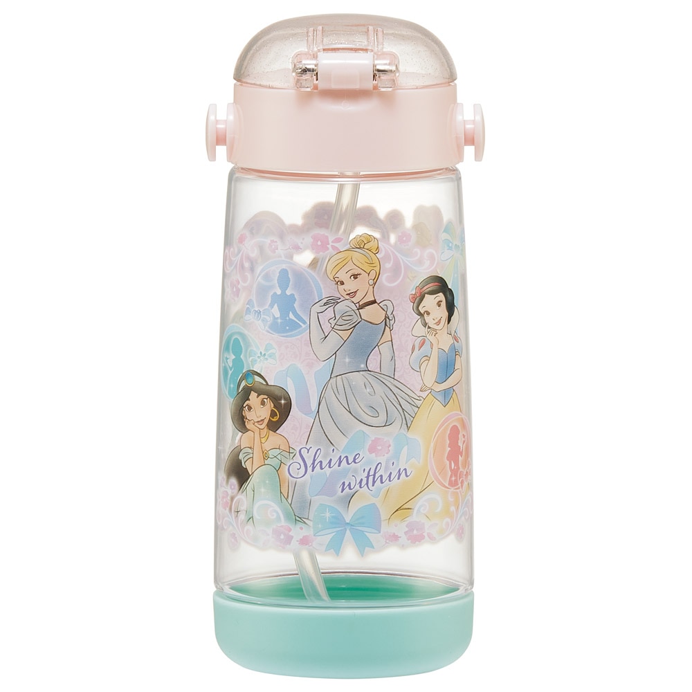ワンプッシュ式ストロー水筒 プラスチック製 480ml プリンセス25