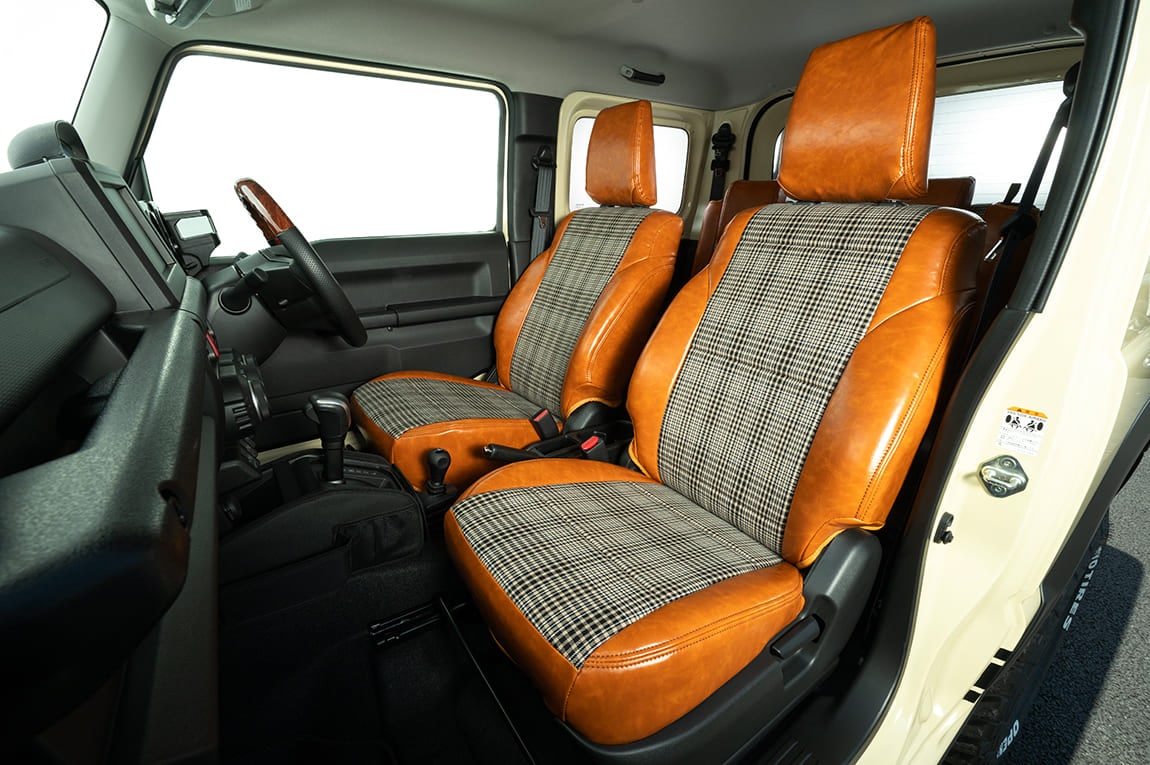 シートカバー オールド × チェック フロントのみ ジムニー JB64