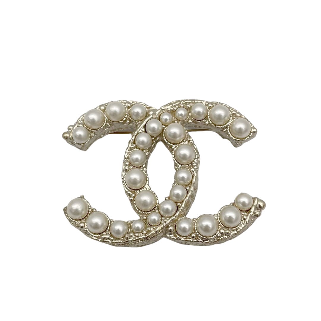 CHANEL シャネル ブローチ ココマーク フェイクパール シャンパン