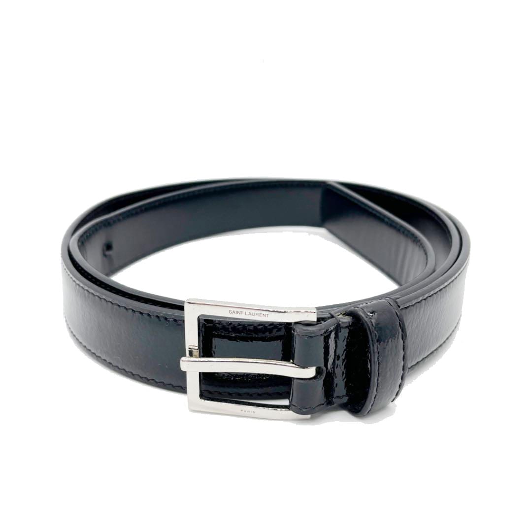 SAINT LAURENT サンローラン メンズ ベルト エナメル ブラック