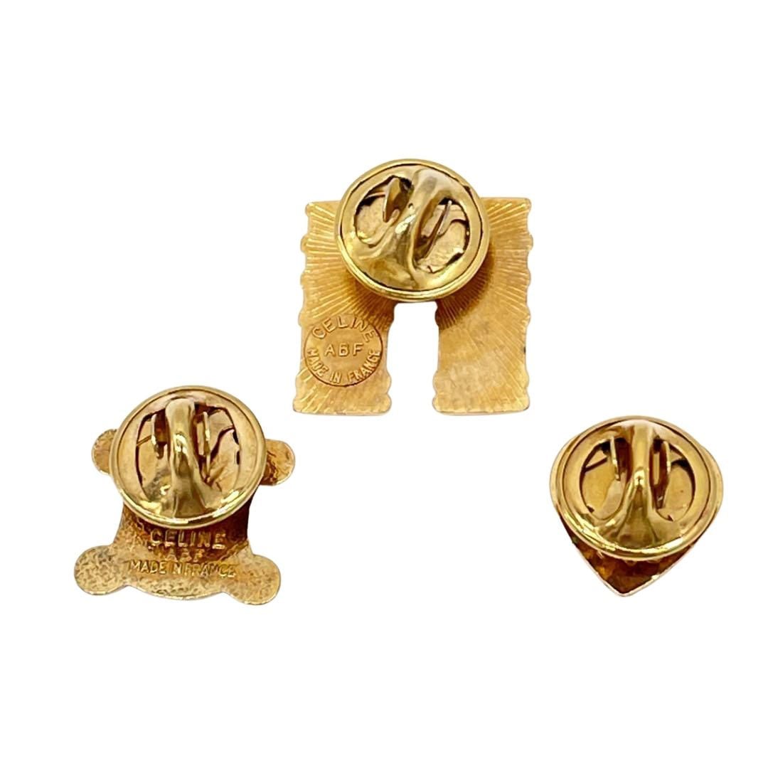 CELINE セリーヌ ラインストーン ピンブローチ3点 凱旋門 トリオンフ
