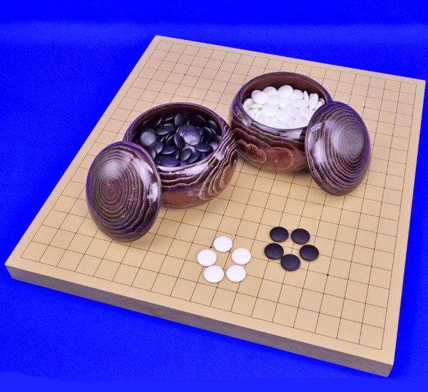 囲碁セット 新桂1寸ハギ卓上碁盤セット(蛤碁石22号・栗碁笥大