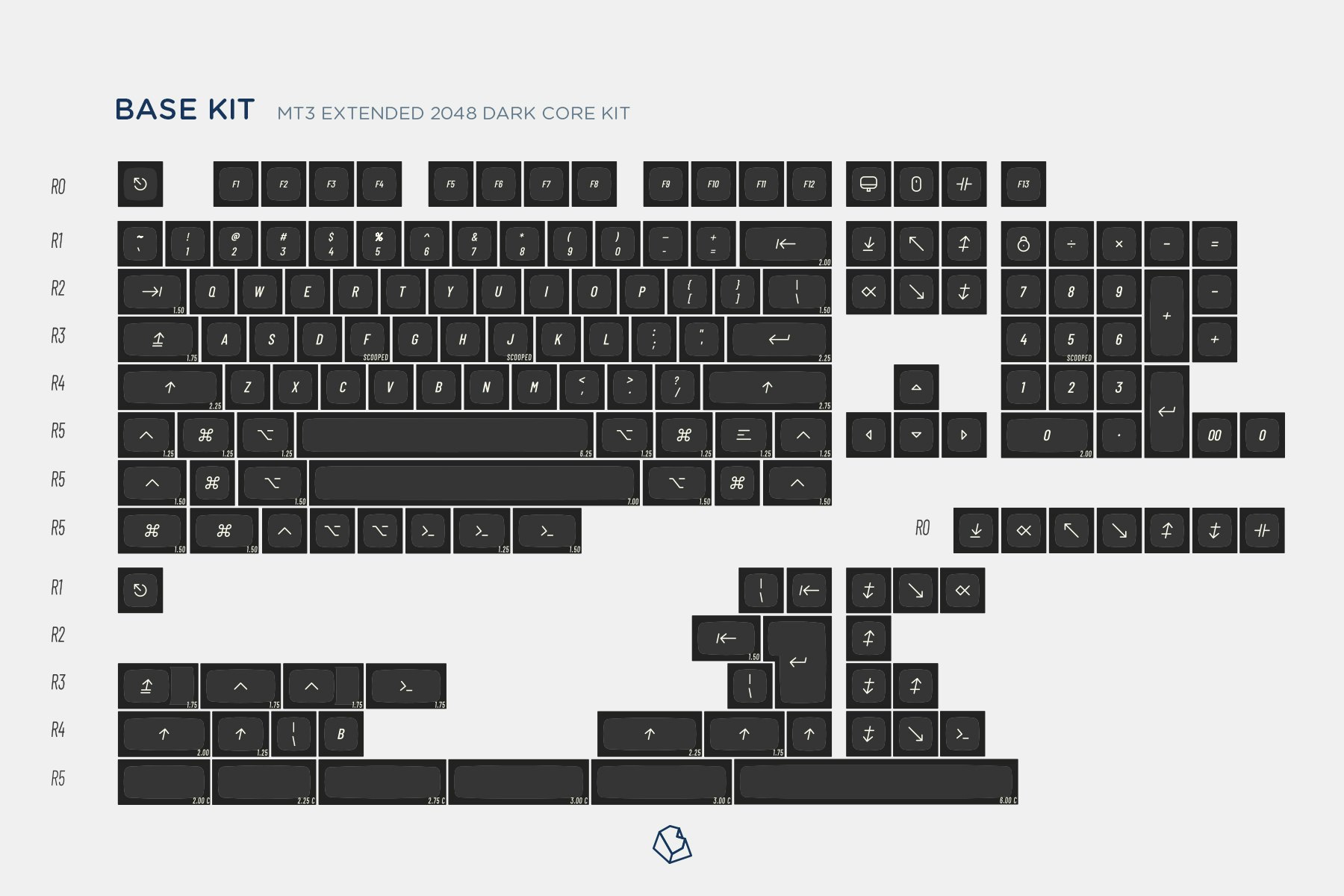 Drop + biip MT3 Extended 2048 Dark Keycap Set - Base | Mechanical