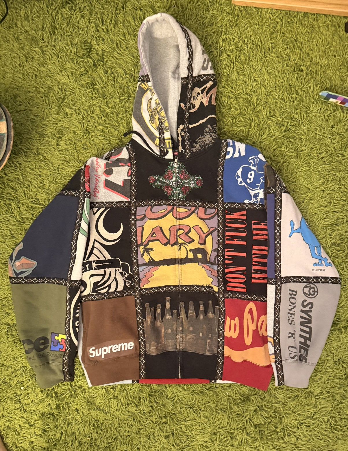 Supreme Supreme Number (N)ine zip up hoodie patchwork | Grailed