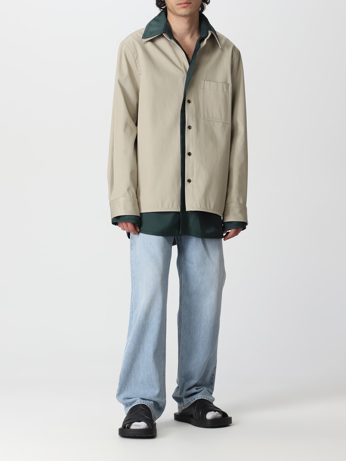 Bottega Veneta shirt in cotton and linen blend - Beige | 739115