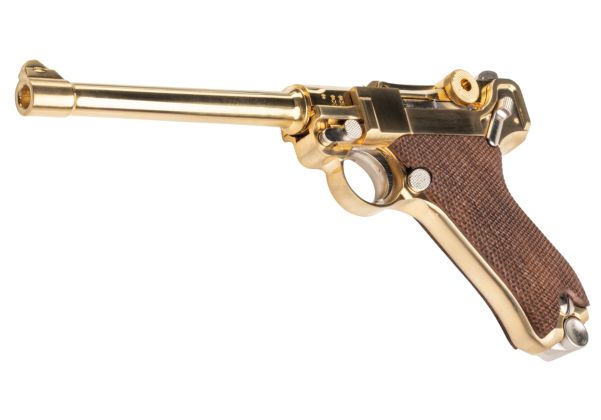 Marushin Luger P08 6 inch Marine Checker Wood Grip Model Gun | RedWolf