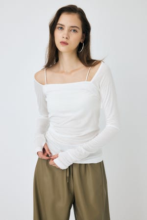 MOUSSY | 【WEB限定】SQUARE NECK GATHER トップス (Tシャツ