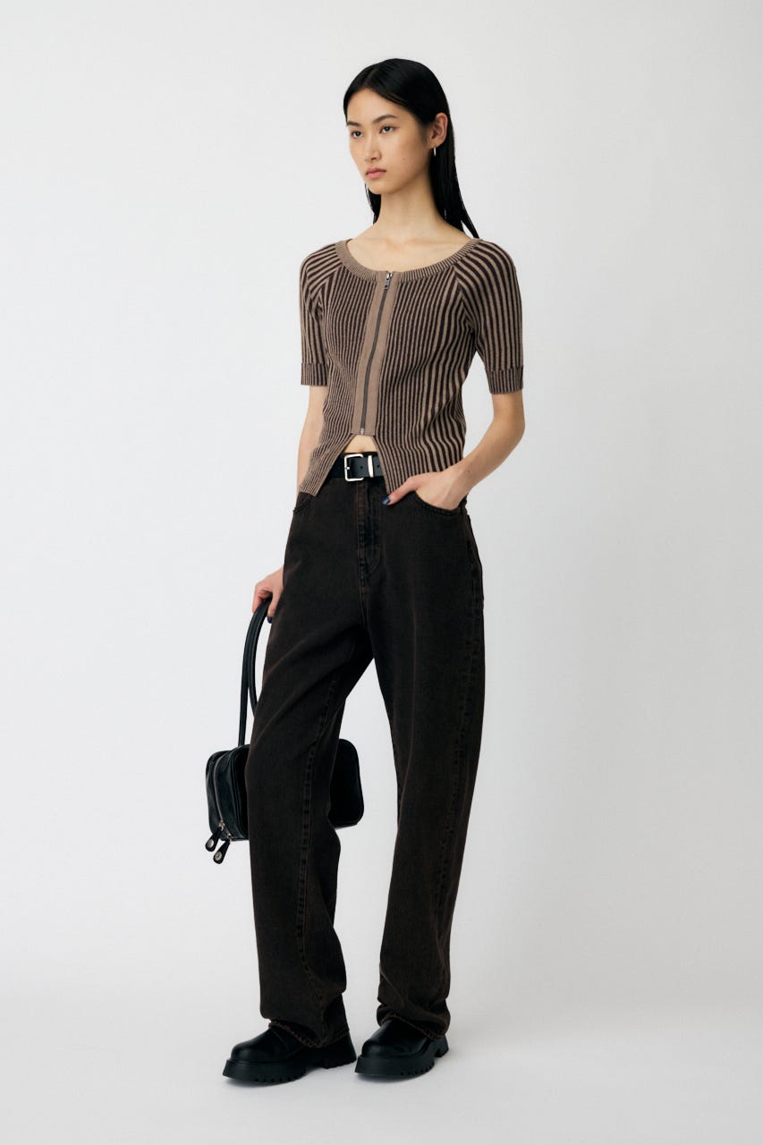 MOUSSY | ZIP UP RIB トップス (ニット ) |SHEL'TTER WEBSTORE